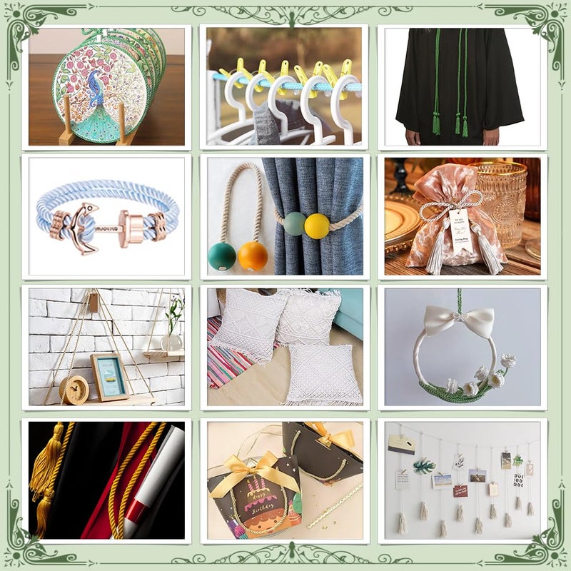 PH PandaHall 20 Yards Twisted Silk Ropes, 3mm Graduation Cord Trim Nylon Satin Shiny Cord Decorative Rope Braided Cord for Home DÃ©cor Upholstery Curtain Tieback Graduation Honor Cord (Black) - Image 2